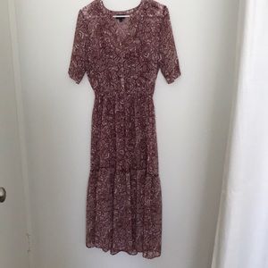 Who What Wear Maroon sheer patterned dress
